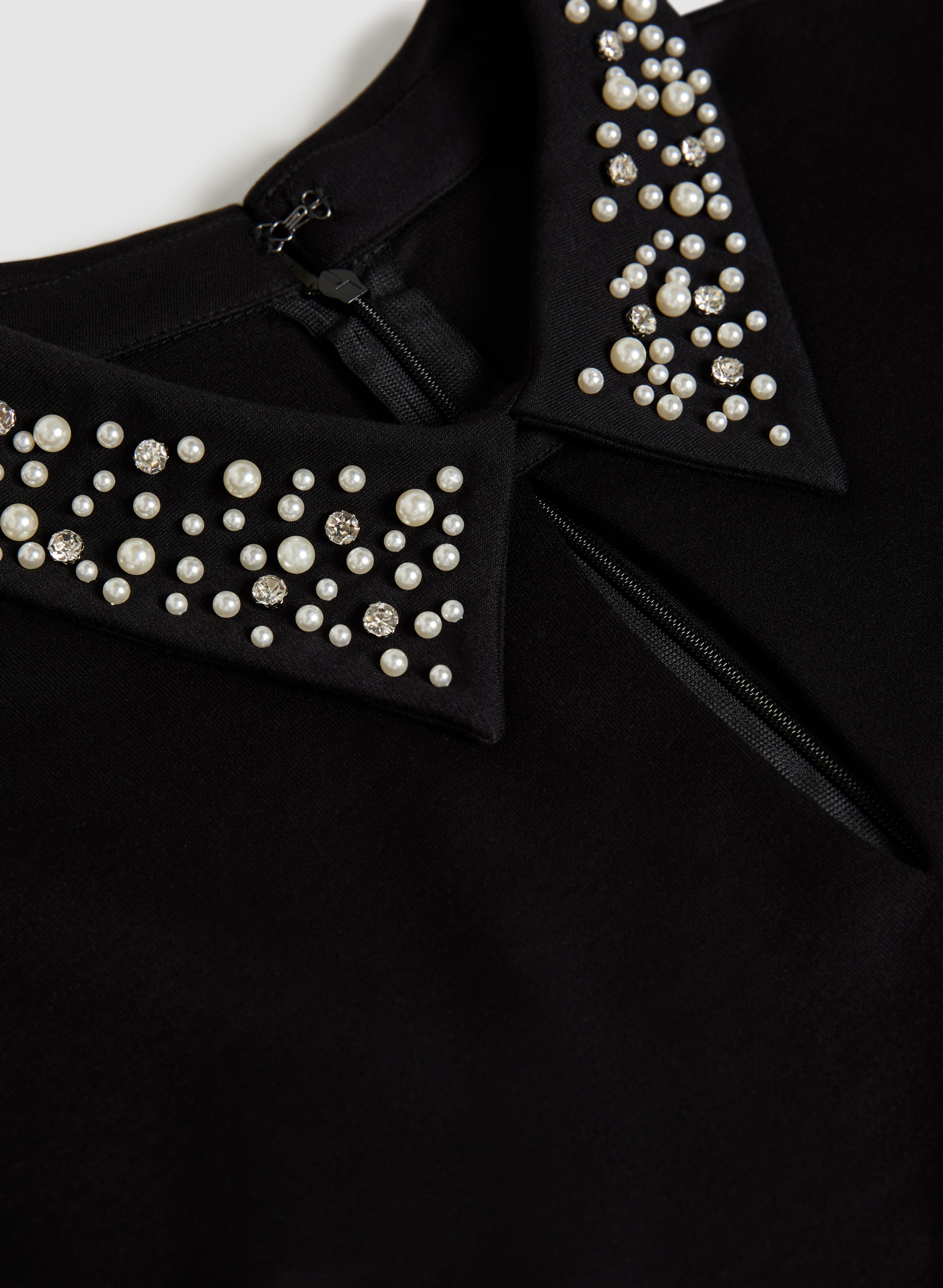 Embellished Collar Top for Women - Elegant Blouse with Beaded Neckline - Perfect for Office Wear, Date Night & Special Occasions