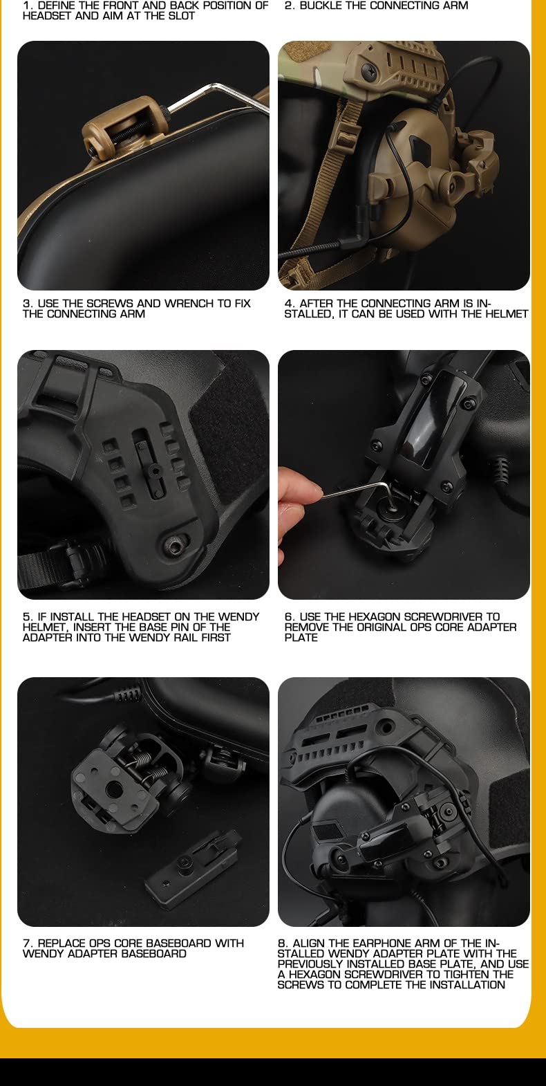 Tactical Helmet Rail Adapter - Multi-Angle Rotation Mount for OPS Core ARC & Team Wendy M Rail | Compatible with Military Headsets & Communication Devices | Perfect for Tactical Operations, Airsoft & Outdoor Adventures