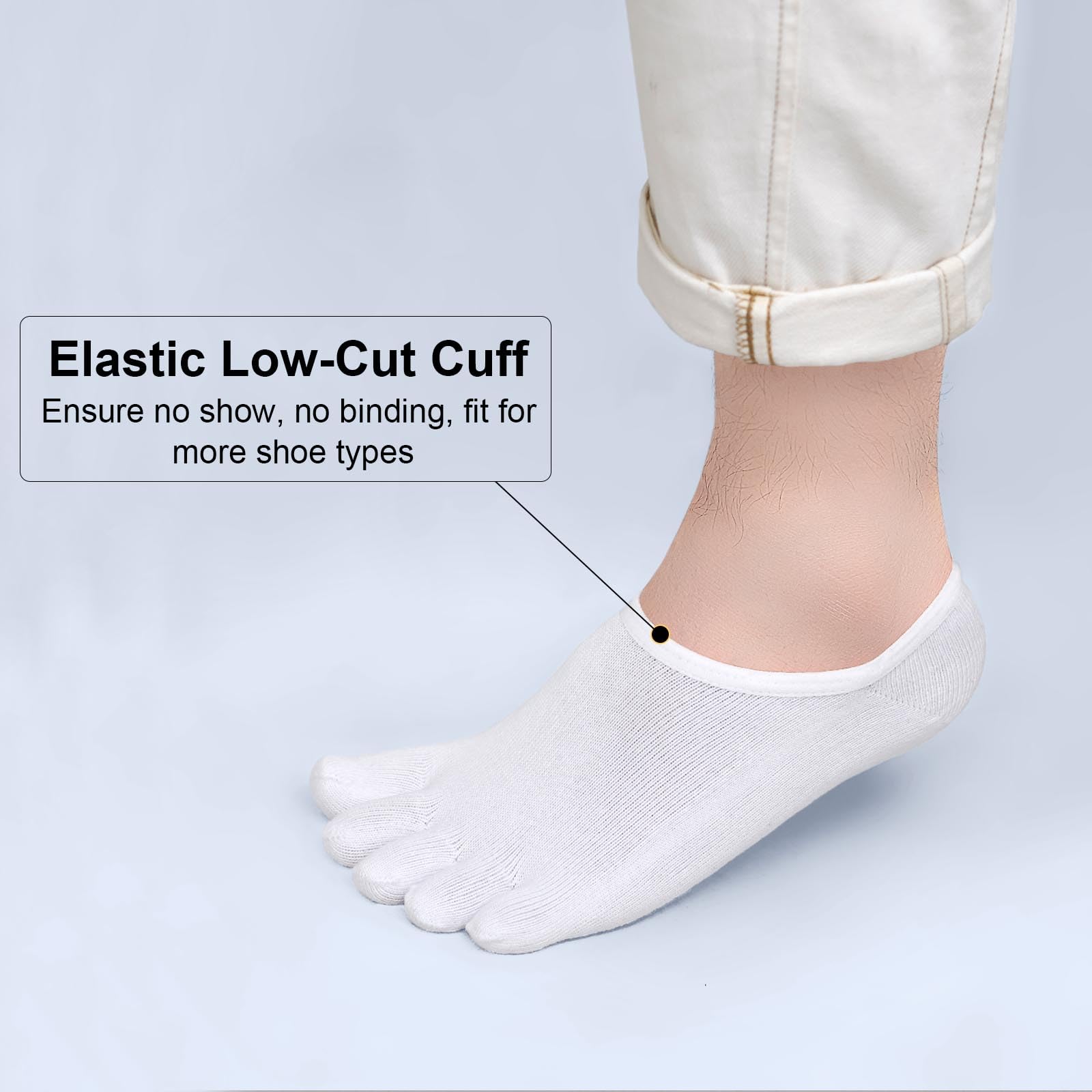 Men's Breathable No Show Toe Socks - 5 Finger Cotton Athletic Socks for Running, Gym, Yoga & Outdoor Activities - Ultra Lightweight & Comfortable Summer Socks