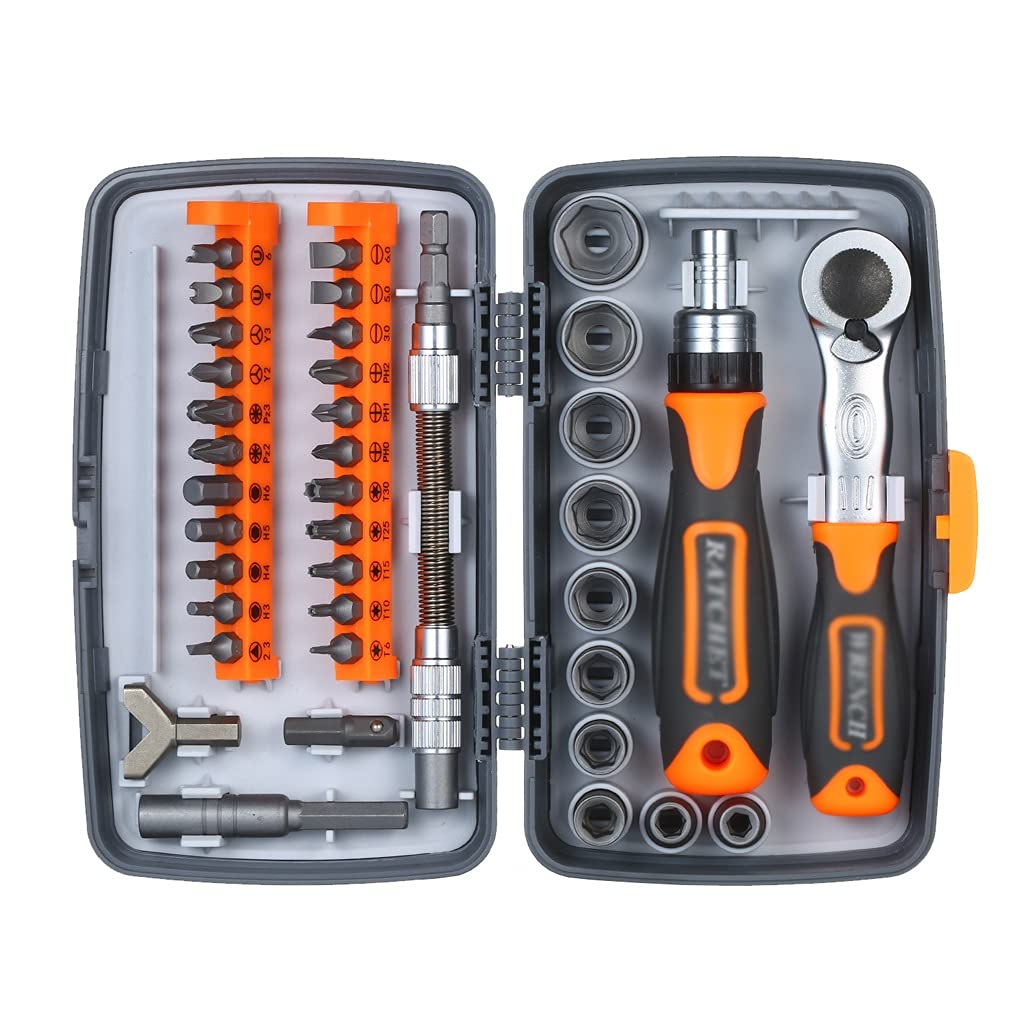 WDBBY 38-Piece Precision Ratchet Screwdriver Bit Set - Magnetic Screwdriver Kit for Electronics Repair, Phone, Laptop & Watch Maintenance (Color A) | Ideal for DIY Projects, Home Repairs & Professional Technicians