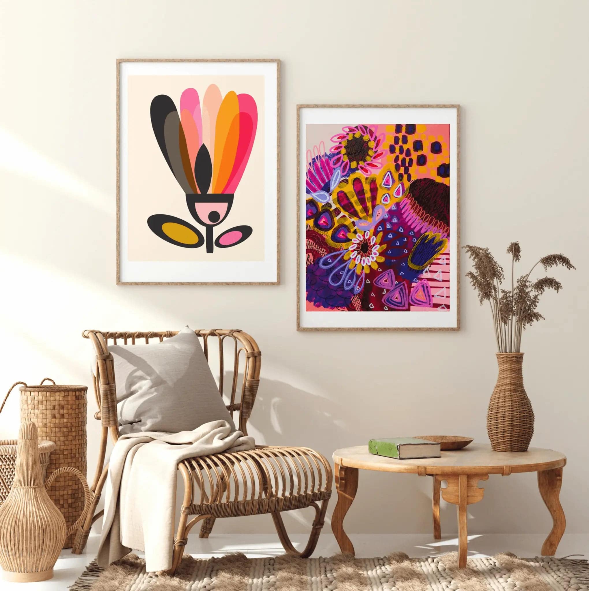 Modern Wall Art Mixed Media Print Set - Abstract Canvas Paintings for Living Room & Bedroom Decor - Perfect for Home & Office Interior Design
