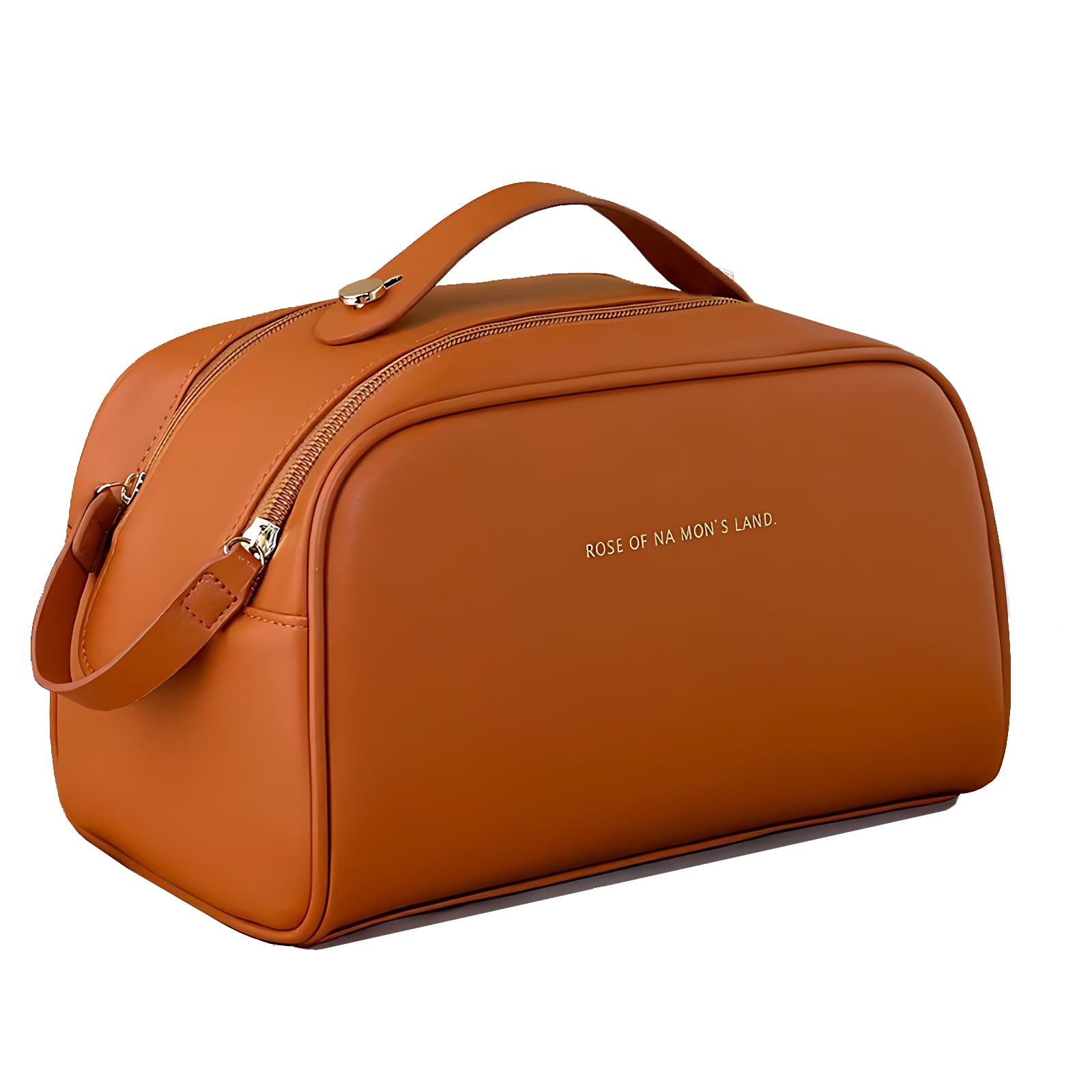 Large Capacity Travel Makeup Bag for Women | PU Leather Cosmetic Organizer | Lightweight Toiletry Bag | Perfect for Vacation, Business Trips & Gym Essentials (Brown)