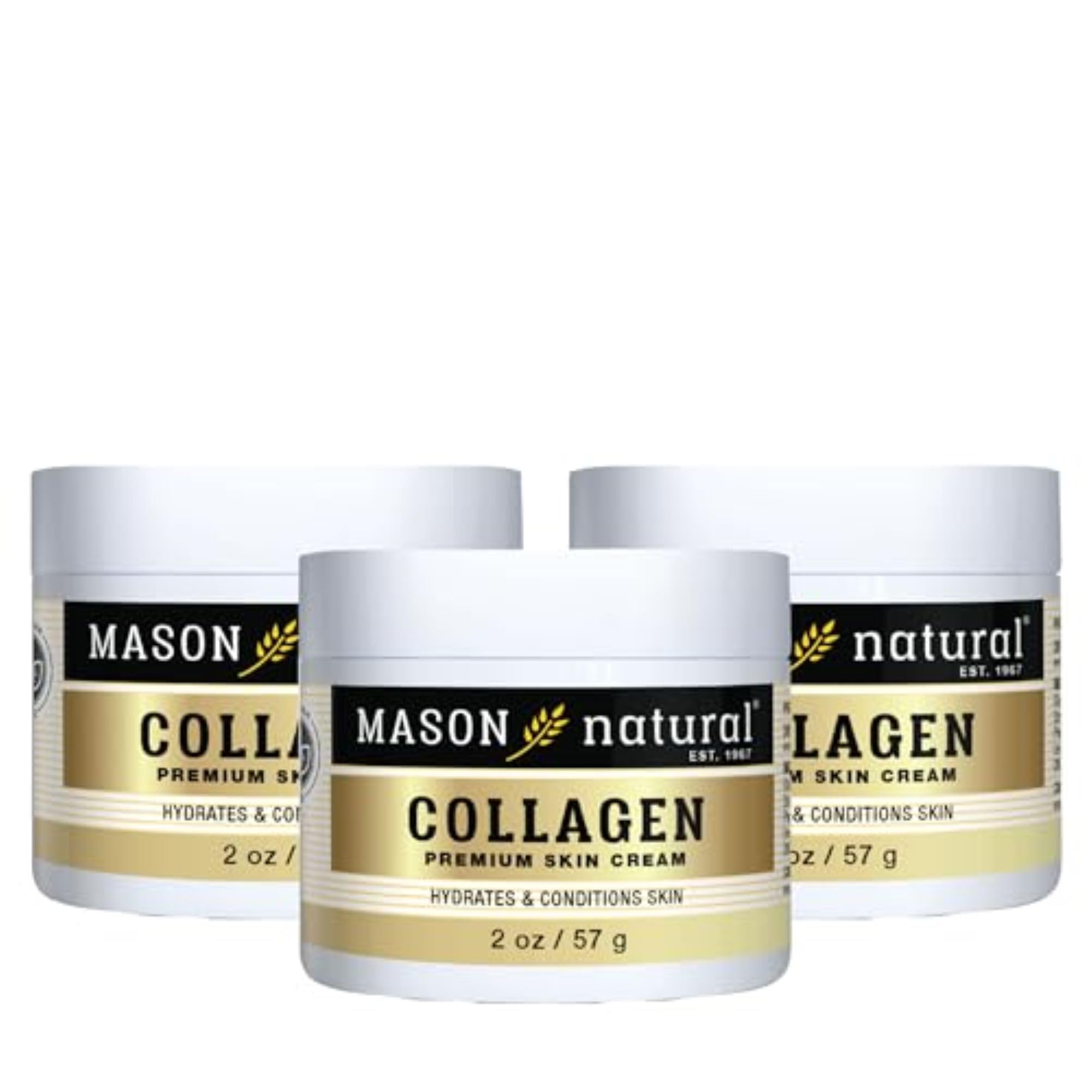 MASON NATURAL Premium Collagen Anti-Aging Face & Body Cream - Deep Hydration & Firming Moisturizer with Pear Scent, Paraben-Free, 2oz (3-Pack) - Perfect for Daily Skincare Routine & Nighttime Rejuvenation