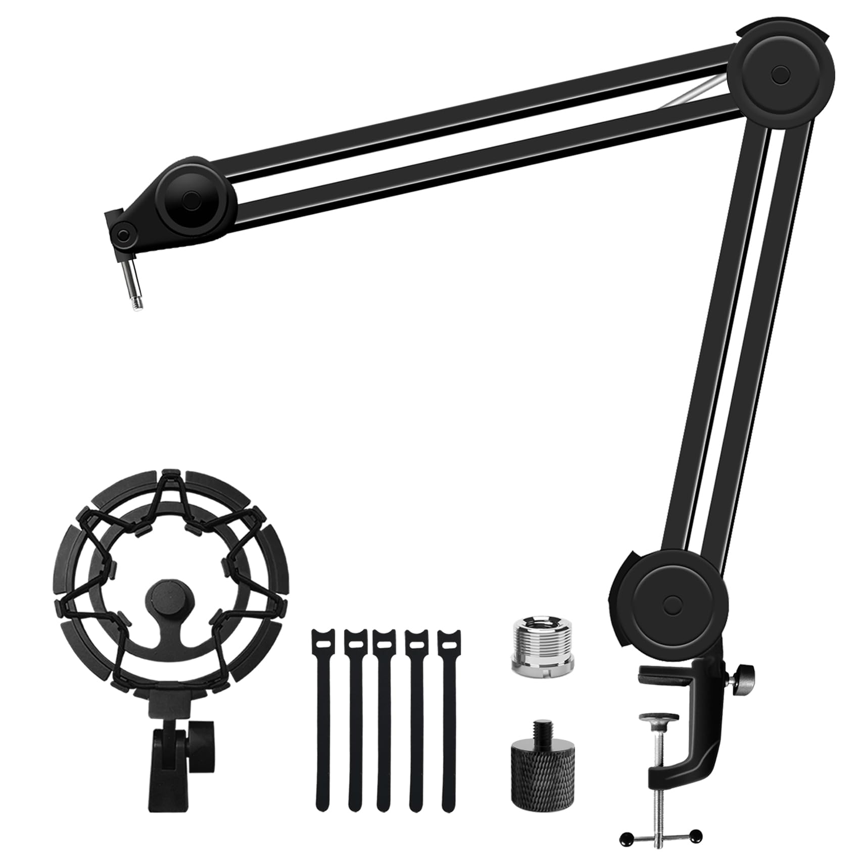 Heavy Duty Adjustable Microphone Boom Arm with Shock Mount - Universal Mic Stand for Podcasting, Live Streaming, Gaming & Studio Recording | Stable Professional Audio Equipment for Home & Broadcast Studios