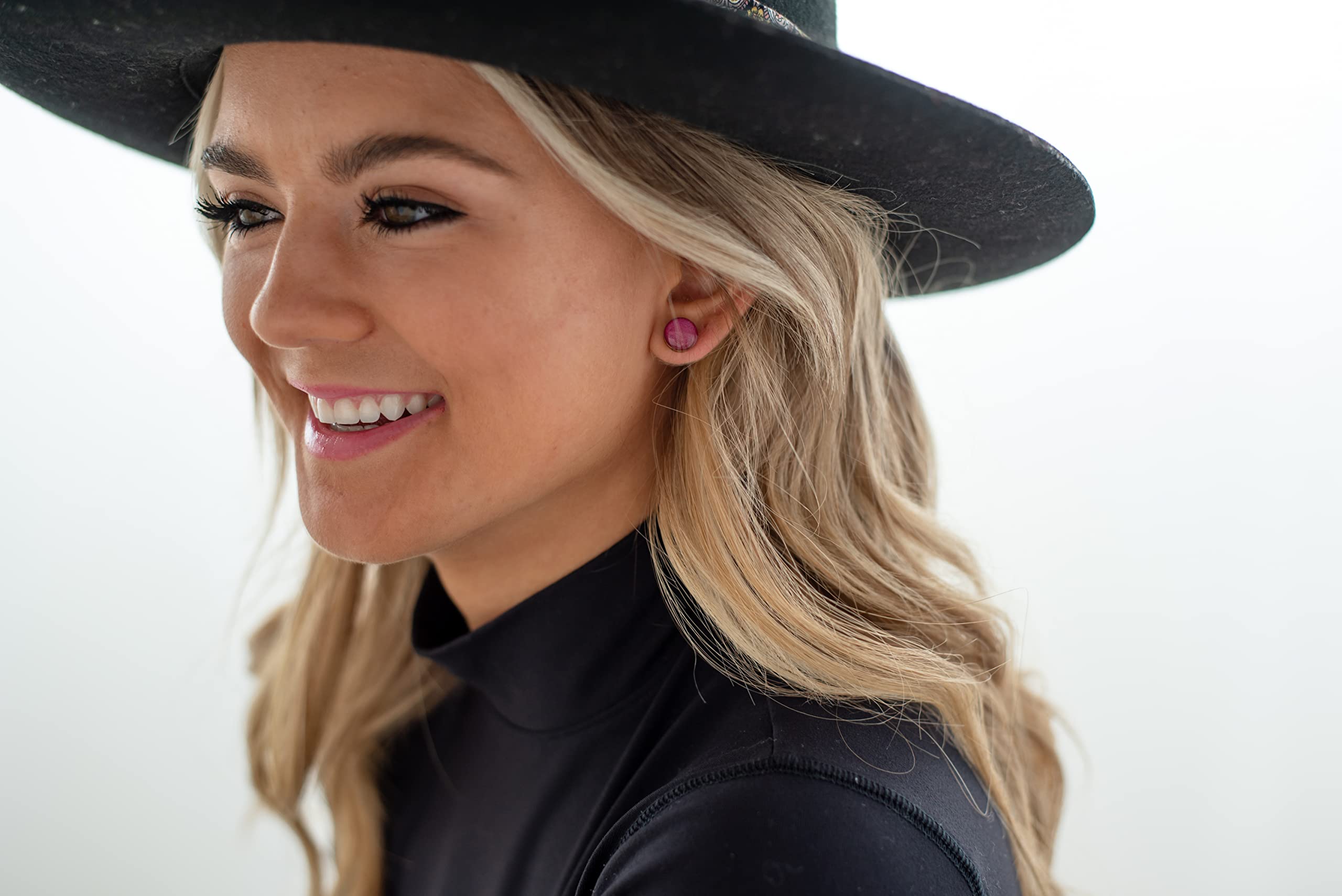 10mm Shimmer Stud Earrings for Women & Men - Hypoallergenic Stainless Steel Posts for Sensitive Ears - Handmade Bright Berry Shimmer Jewelry - Perfect for Everyday Wear, Gifts & Special Occasions