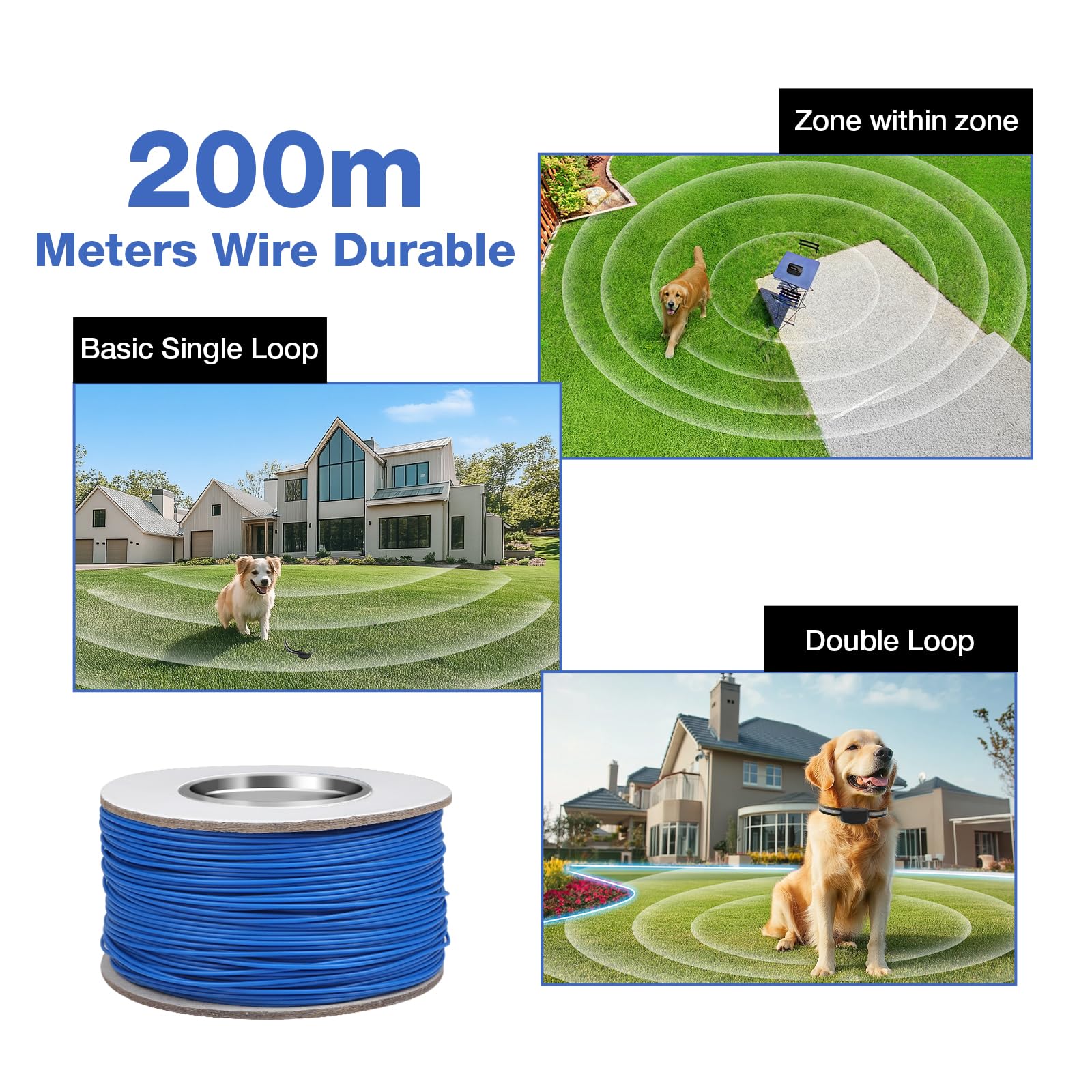 Jewyow Electric Dog Fence - Underground & Wireless Pet Containment System with 2 Waterproof Collars (15lb+ Dogs) - Tone/Shock Modes for Safe Yard Training | Ideal for Backyard, Garden & Large Outdoor Spaces