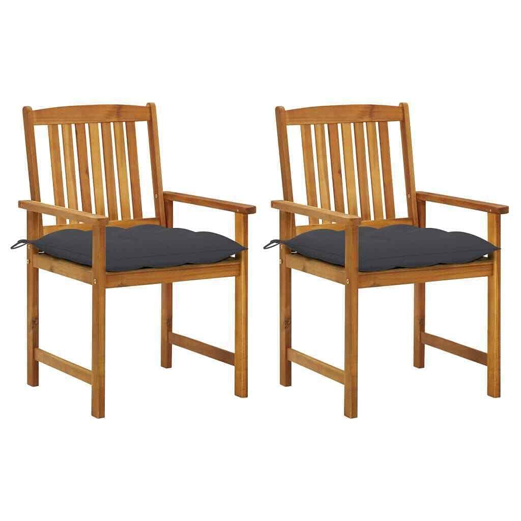 Premium Acacia Wood Director's Chairs with Cushions - 2 Pack Foldable Oversized Tall Chairs for Movie Sets, Outdoor Events & Home Theater Seating