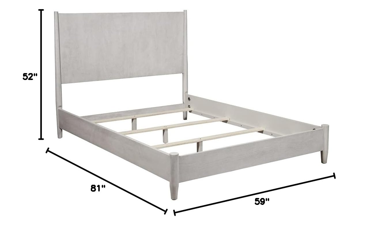 Flynn Mid Century Modern Wood Full Size Panel Bed in Gray - Solid Wood Frame, Minimalist Design for Bedroom & Guest Room Decor