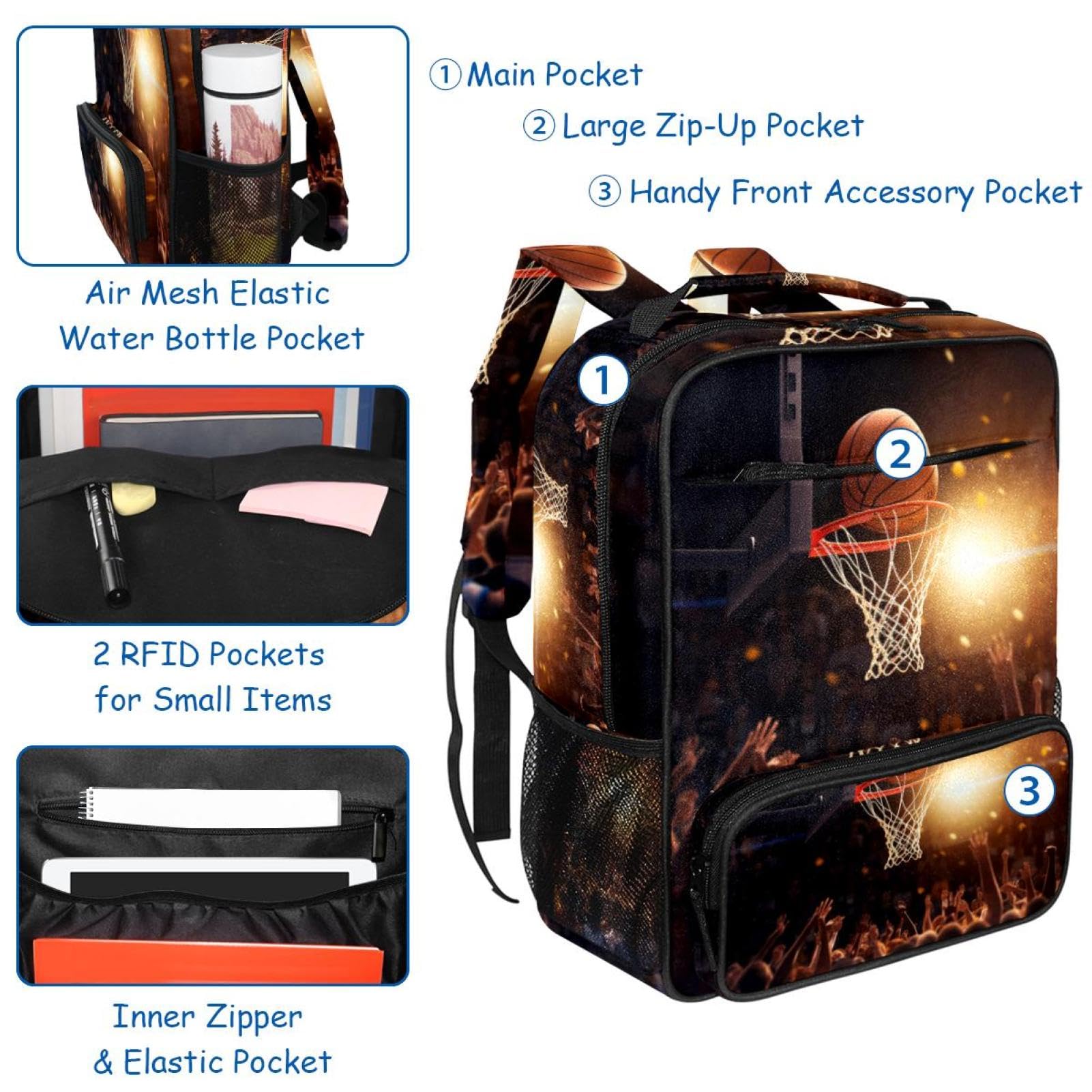 Best Travel Backpacks for Women & Men - Lightweight Durable Hiking Backpack with Basketball Hoop - Perfect for Gym, School, and Outdoor Adventures