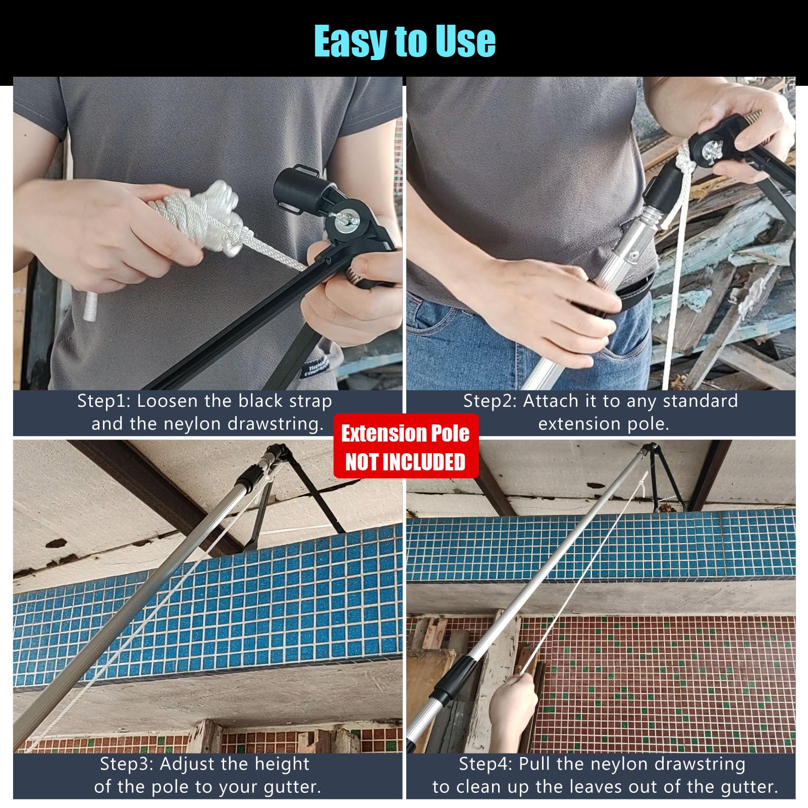 Roof Gutter Cleaner Tool - Ground Leaf Removal for Home Maintenance