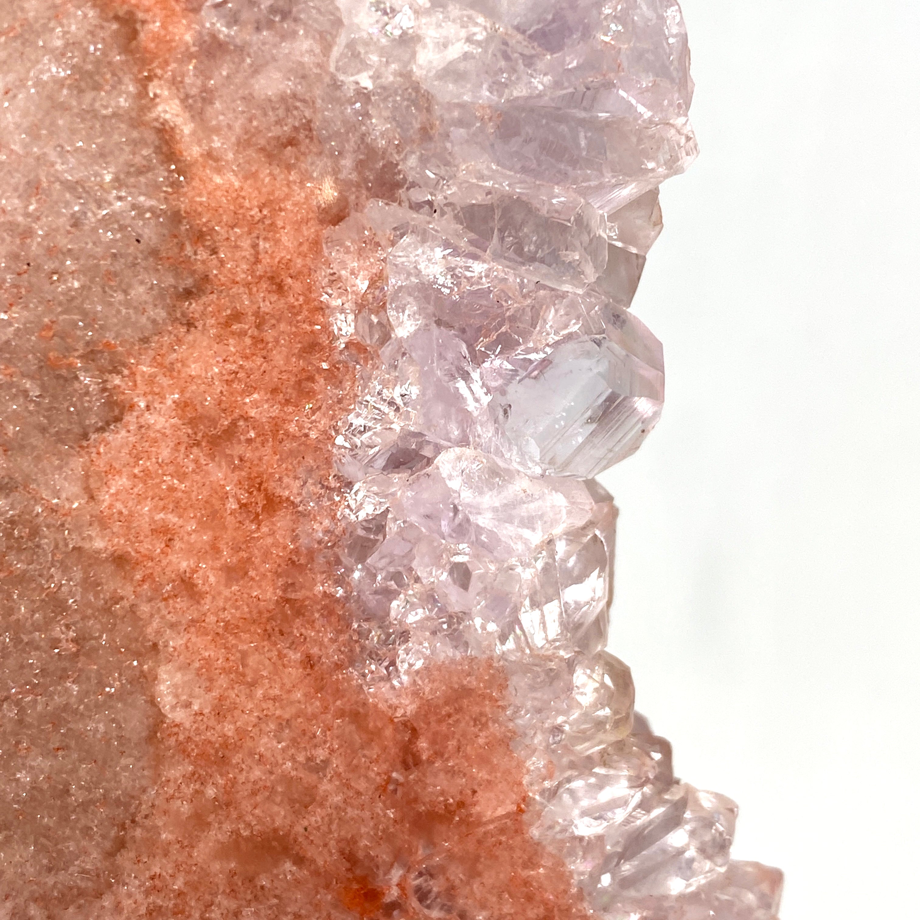 Natural Pink Amethyst & Quartz Crystal Slice on Wooden Stand - Healing Stone Decor for Home, Office & Meditation Space - PASL01