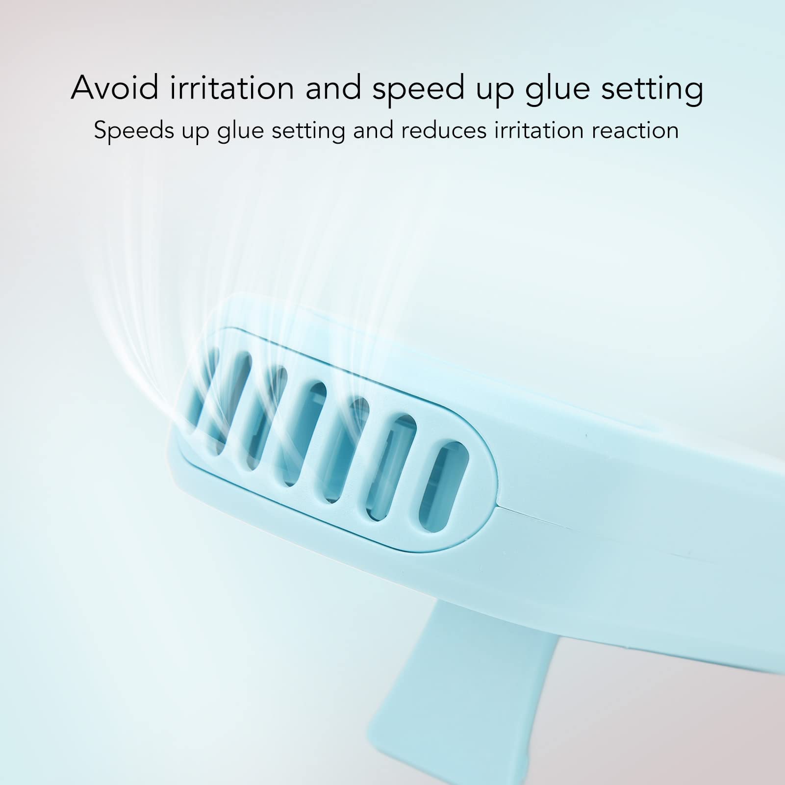 EXCLUZO USB Rechargeable Lash Fan - Portable Eyelash Extension Dryer with 3 Adjustable Speeds, Low Noise & Bladeless Design for Safe Lash Glue Drying (Blue) | Perfect for Salon Professionals & Home Lash Artists