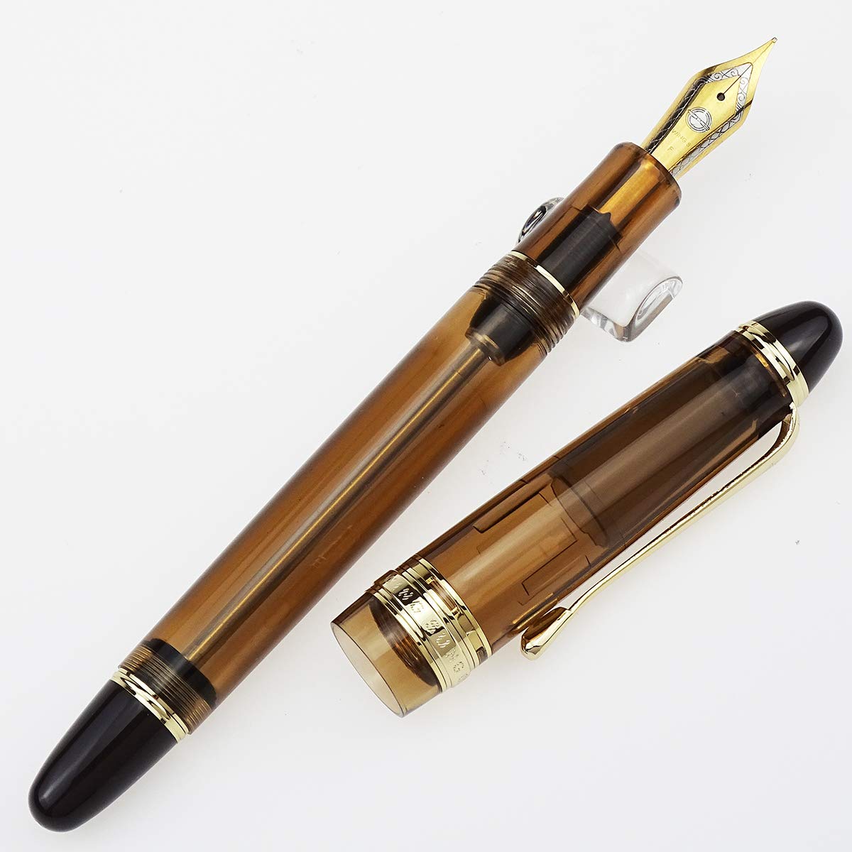 Lanxivi 699 Vacuum Fountain Pen - Fine Nib, Brown Acrylic for Writing & Calligraphy