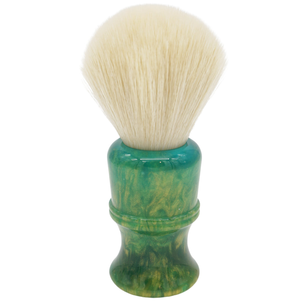 AP Shave Co. 26mm Cashmere Bulb Synthetic Shaving Brush - Golden Emerald Green Handle | Premium Soft Bristles for Smooth Shaving | Perfect for Wet Shaving & Beard Grooming at Home