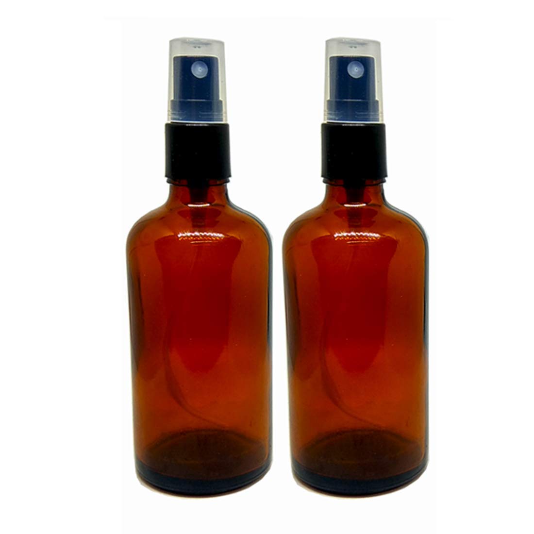 Dinemart 100ML Refillable Amber Glass Spray Bottle with Black Pump - Empty Bottles for DIY Perfume, Essential Oils, Hand Sanitizer, Aromatherapy & Beauty Products (Set of 2) - Perfect for Home, Salon, Travel & Gift Packaging