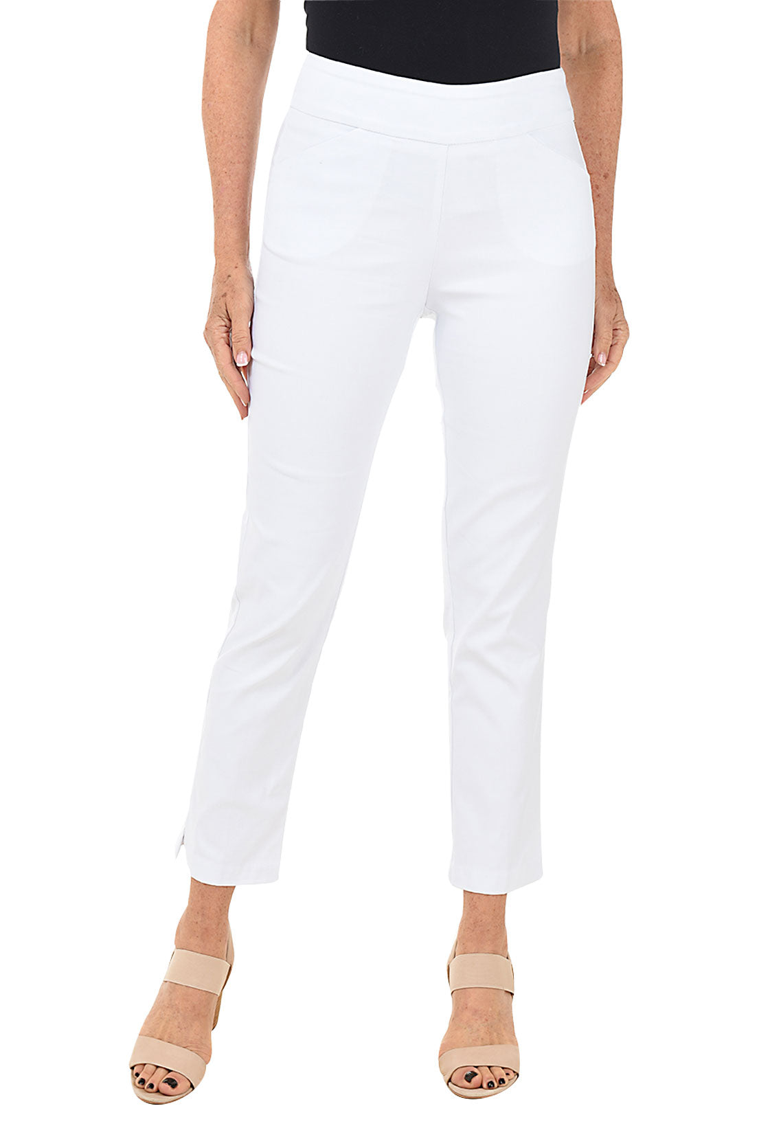 Women's Petite Pull-On Classic Stretch Ankle Pants - Comfortable Slim Fit Work Pants for Office & Business Casual Wear