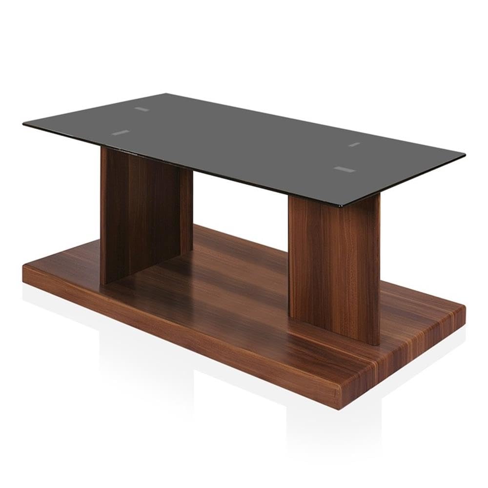 Thame Contemporary Dark Walnut Wood Coffee Table by Furniture of America - Perfect for Living Room, Lounge & Modern Home Decor