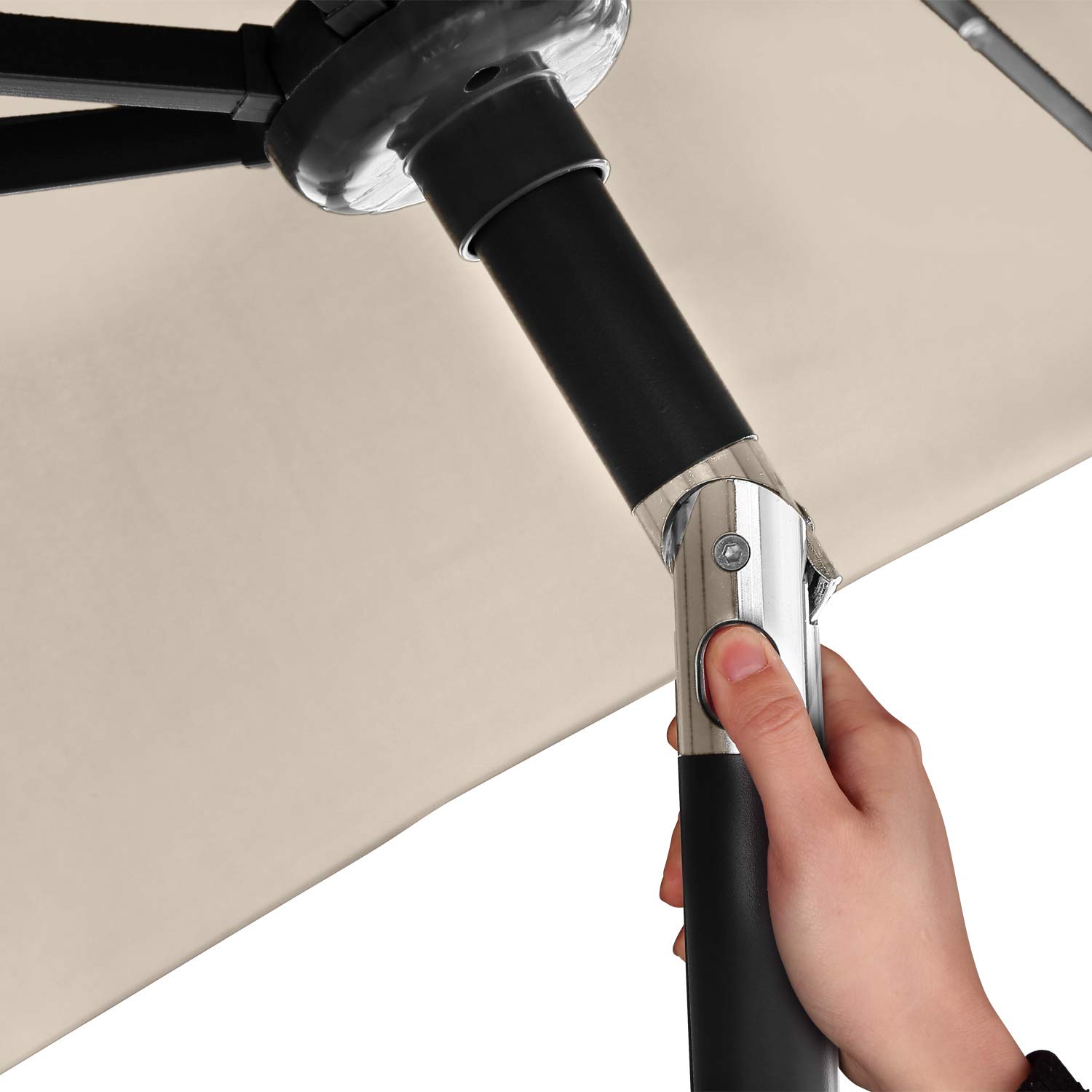 10Ft Outdoor Lighted Patio Umbrella with Tilt & Crank - Waterproof Market Umbrella for Garden, Deck, Backyard, Pool - Perfect for Dining, Lounging, and Outdoor Entertaining