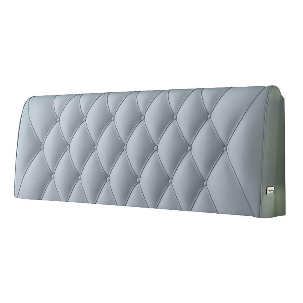 LXLIGHTS Blue Leather Bed Wedge Headboard - Removable Cushion for European Double Solid Wood Bed, 90cm with Headboard - Perfect for Home, Hotel & Bedroom Decor (Multiple Sizes Available)