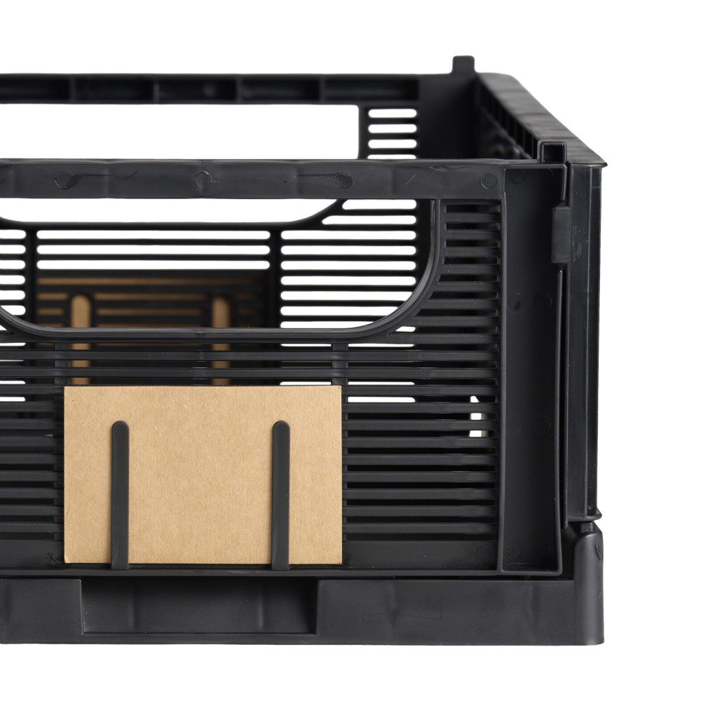 DESIGNSTUFF Linear Collapsible Storage Crate - Medium 33x25cm, Black - Foldable Organizer for Home, Office & Garage Organization