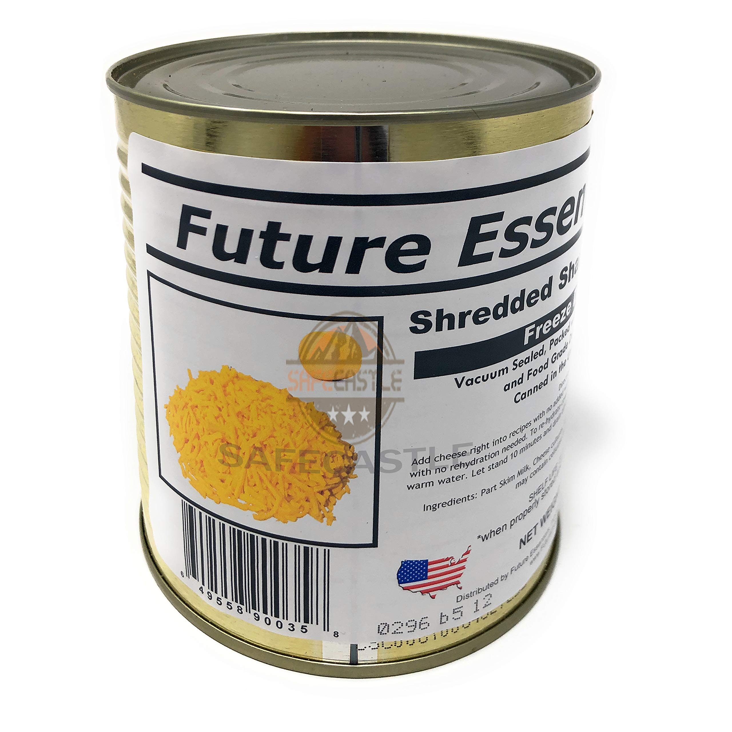 Freeze Dried Shredded Sharp Cheddar Cheese - 12 Cans (2.5 oz Each) | Long Shelf Life, No Refrigeration Needed | Ideal for Emergency Food Storage, Camping, Hiking & Survival Kits | Pantry Essential for Preppers & Outdoor Enthusiasts