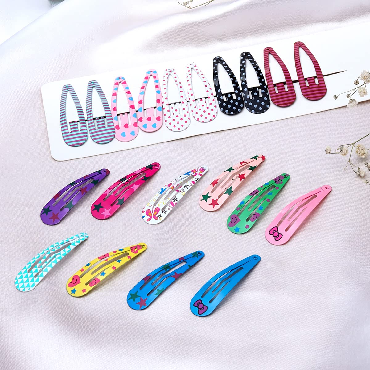 Melbees by Yellow Chimes 20-Piece Girls Hair Clips Set - Colorful Snap Clips & Tic Tac Hair Pins for Kids, Cute Hair Accessories for School, Parties & Everyday Wear