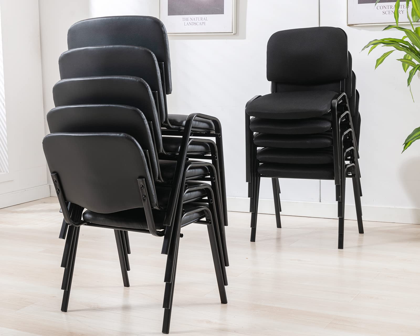 5-Piece Black Tablet Arm Chair Set - Mesh Office & Waiting Room Chairs with Flip-Up Table - Stackable Conference Chairs for School, Classroom, Training & Meeting Rooms - Perfect for Reception Areas, Guest Seating & Space-Saving Nesting Arrangements