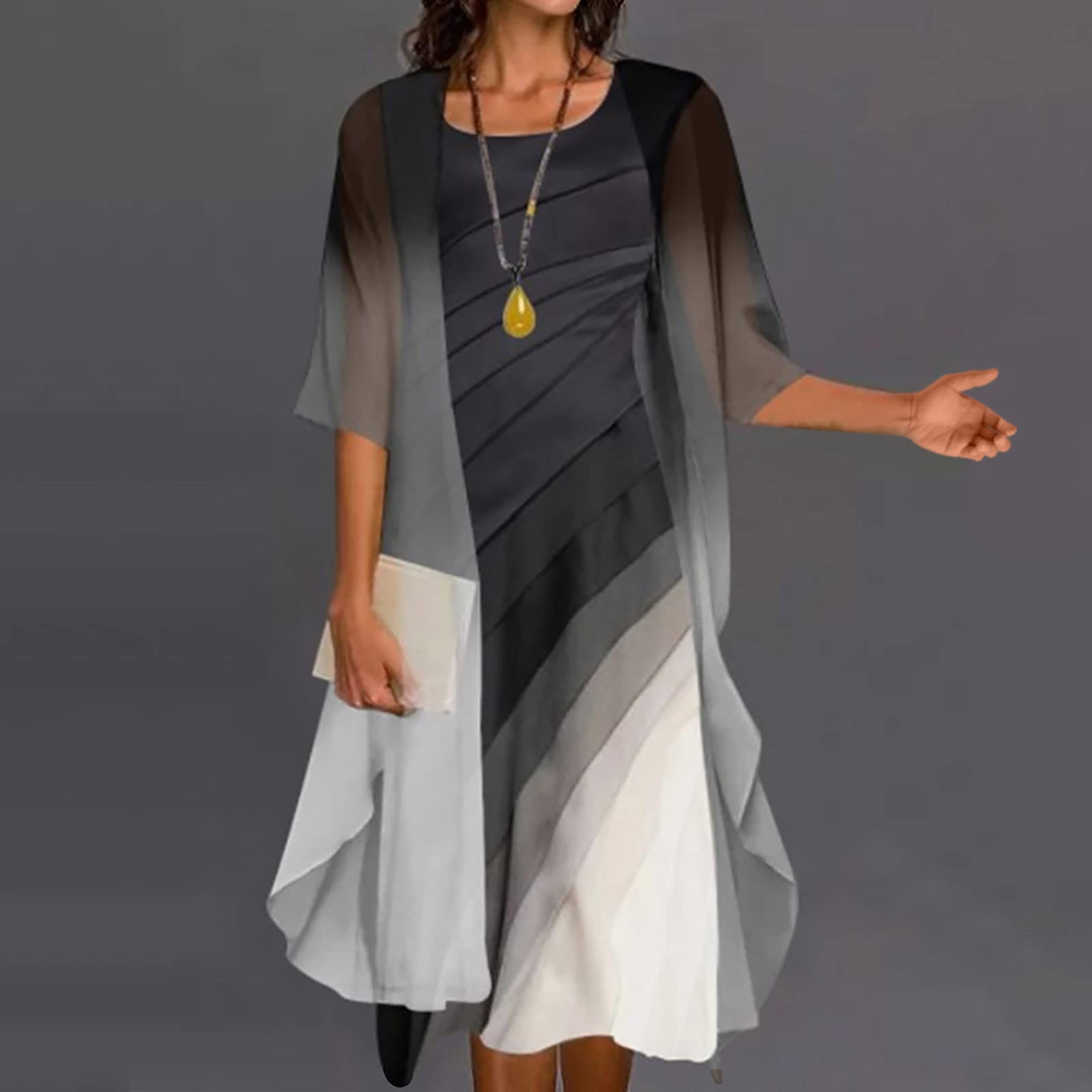 Women's Summer Casual Cocktail Dresses - Long Length Two Piece Set with Crew Neck | Perfect for Parties, Weddings & Date Nights