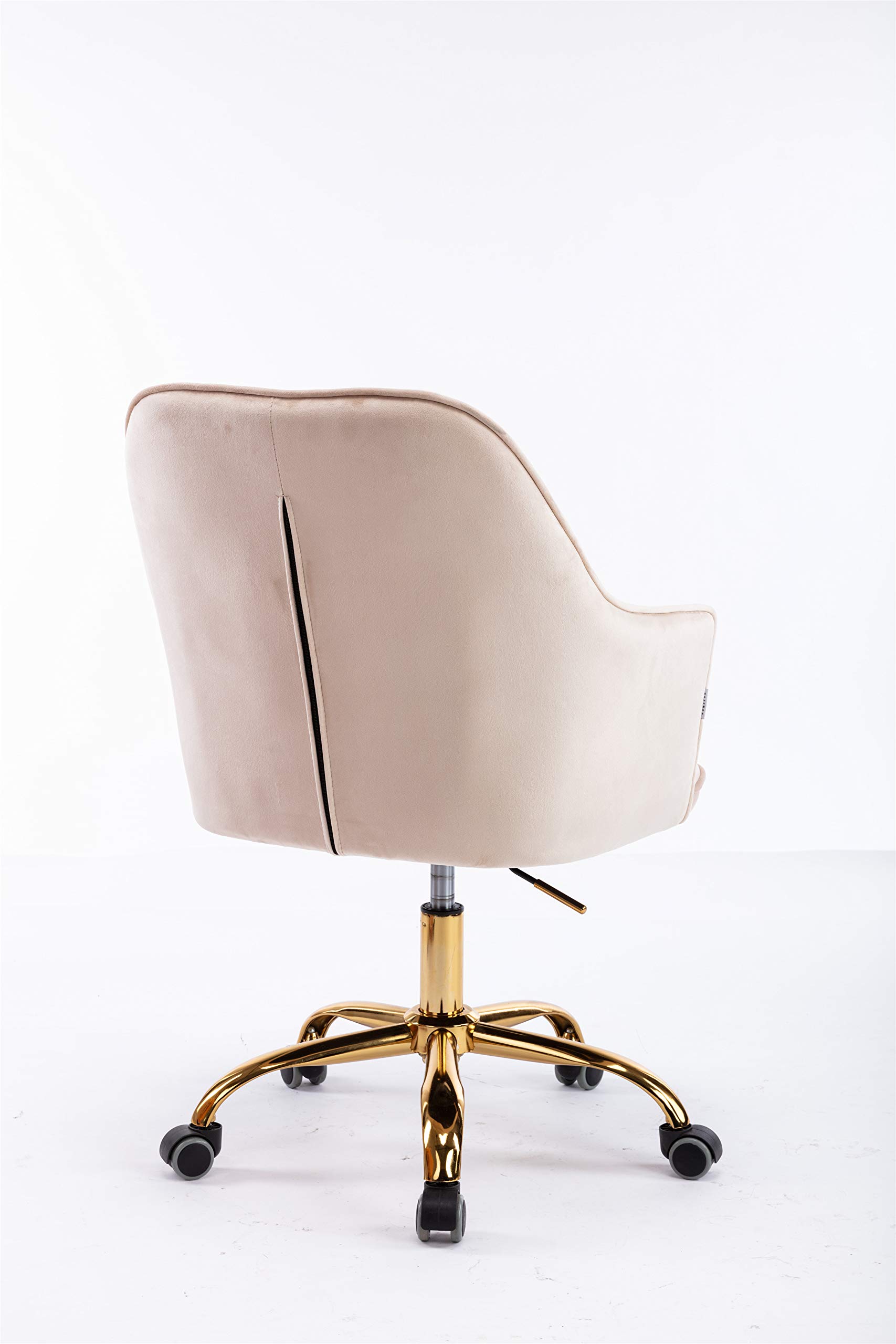 Luxury Velvet Office Chair with Tufted Back - Adjustable Swivel Desk Chair with Golden Metal Base for Home Office, Bedroom & Living Room - Perfect for Work, Study & Relaxation