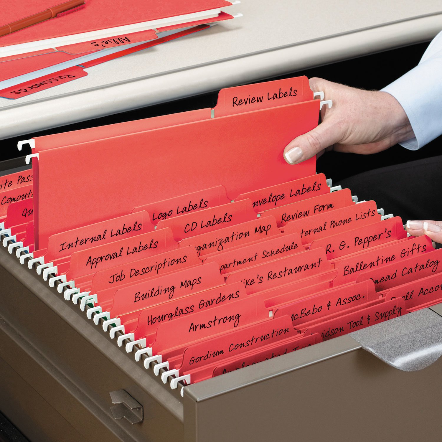 Smead 64096 FasTab Hanging File Folders - Letter Size, Red, 20/Box - Perfect for Office Organization, Filing Cabinets & Document Storage