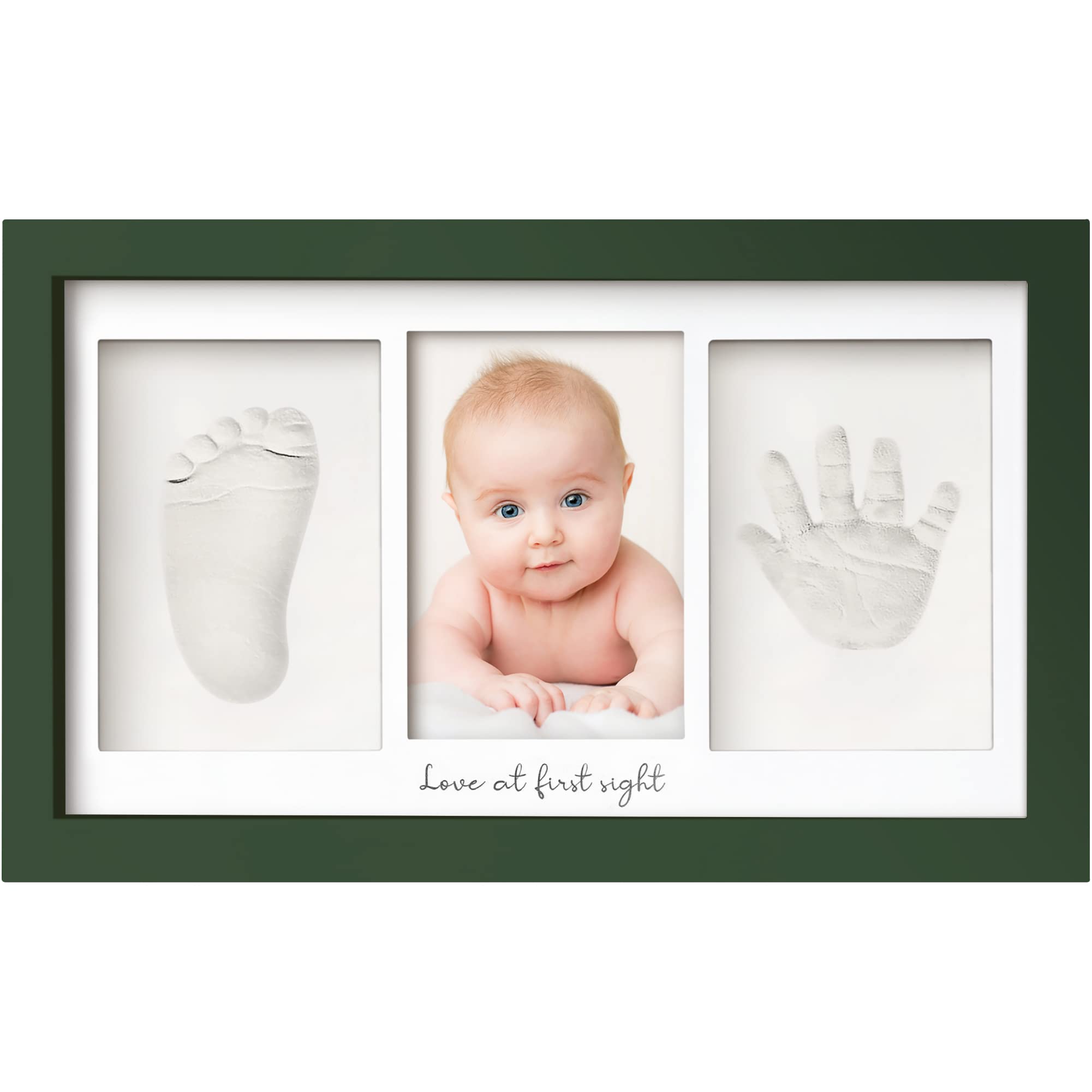 Baby Hand and Footprint Kit - Newborn Keepsake Frame, Personalized Baby Gift for Boys & Girls, Nursery Decor, Baby Shower Present - Capture Precious Memories (Hunter Green) - Perfect for 1st Birthday, Christening, or Family Keepsake
