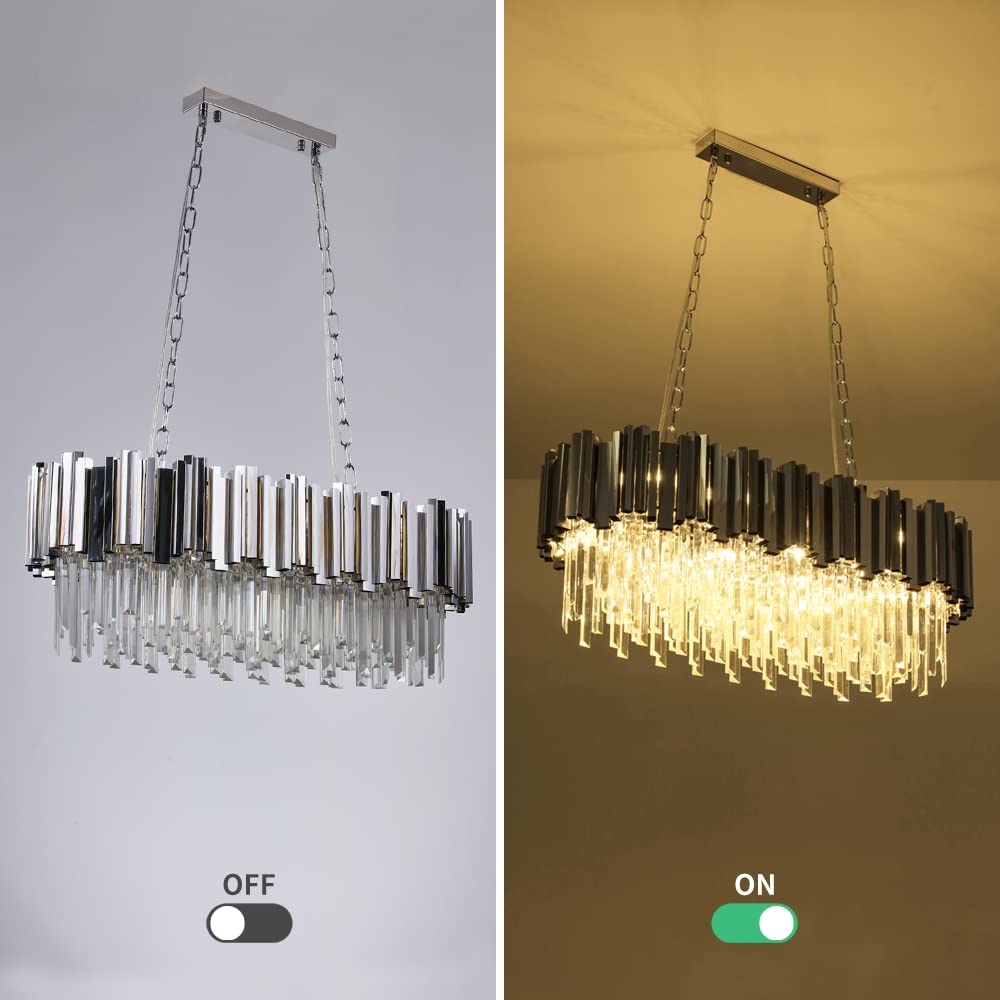 WABON Modern Crystal Chandeliers - Chrome Luxury Ceiling Light Fixture | Contemporary Pendant Lighting for Dining Room, Living Room, Bedroom & Foyer | Perfect for Home Decor, Wedding Venues & Luxury Interior Design