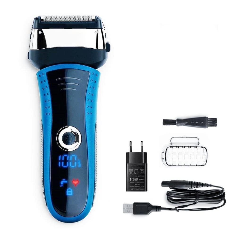 Premium Electric Razor for Men - Rechargeable Wet & Dry Shaver with LCD Display, Waterproof Beard Trimmer & Foil Shaver for Smooth Shaving - Perfect for Travel, Gym & Daily Grooming Routine