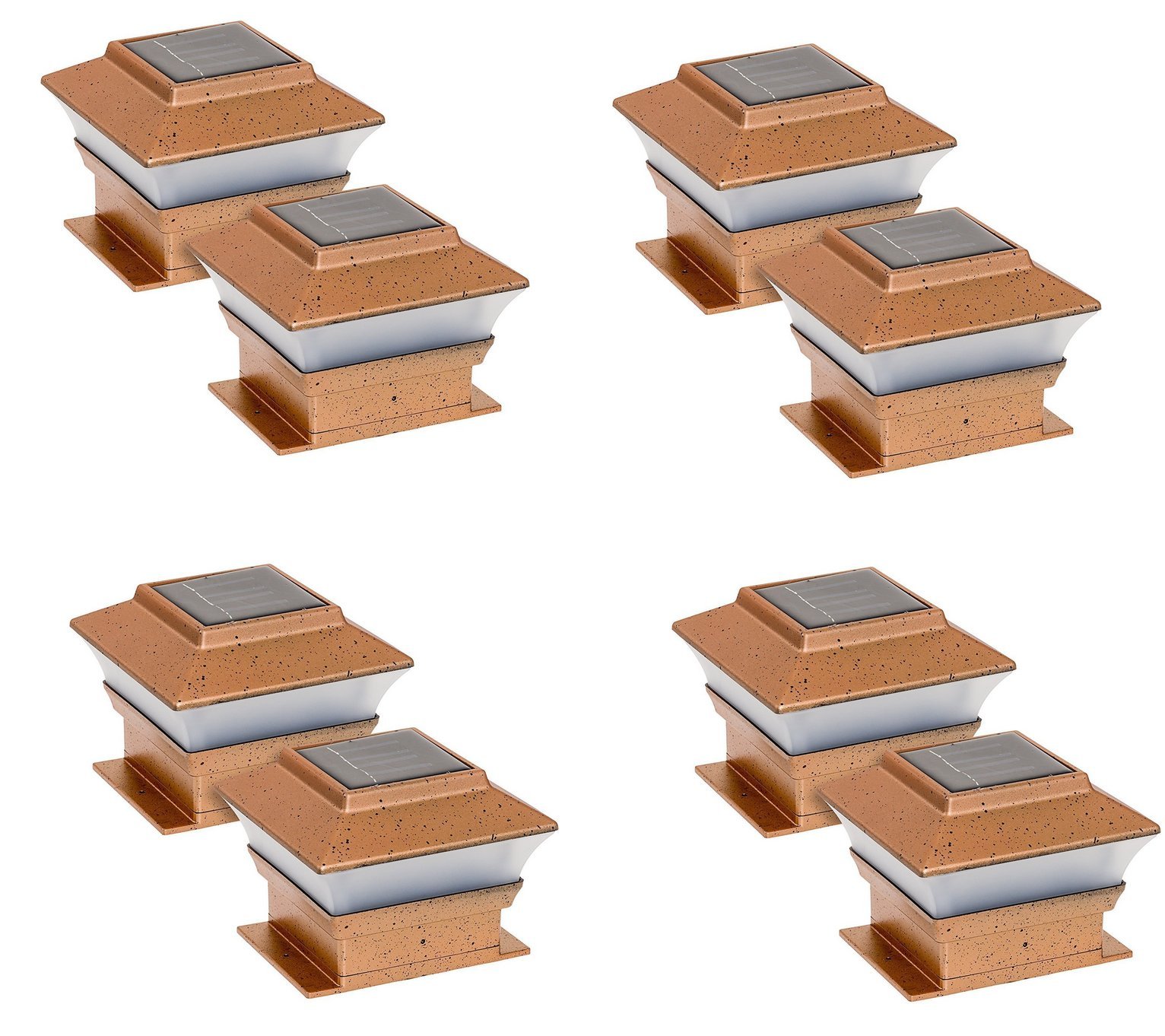 8 Pack Solar Powered Copper Outdoor Garden Lights - Waterproof LED Pathway, Deck, Patio & Fence Post Lighting for Yard, Lawn & Driveway (PL244A, 2 SMD LED) - Perfect for Landscape, Walkway & Backyard Decor