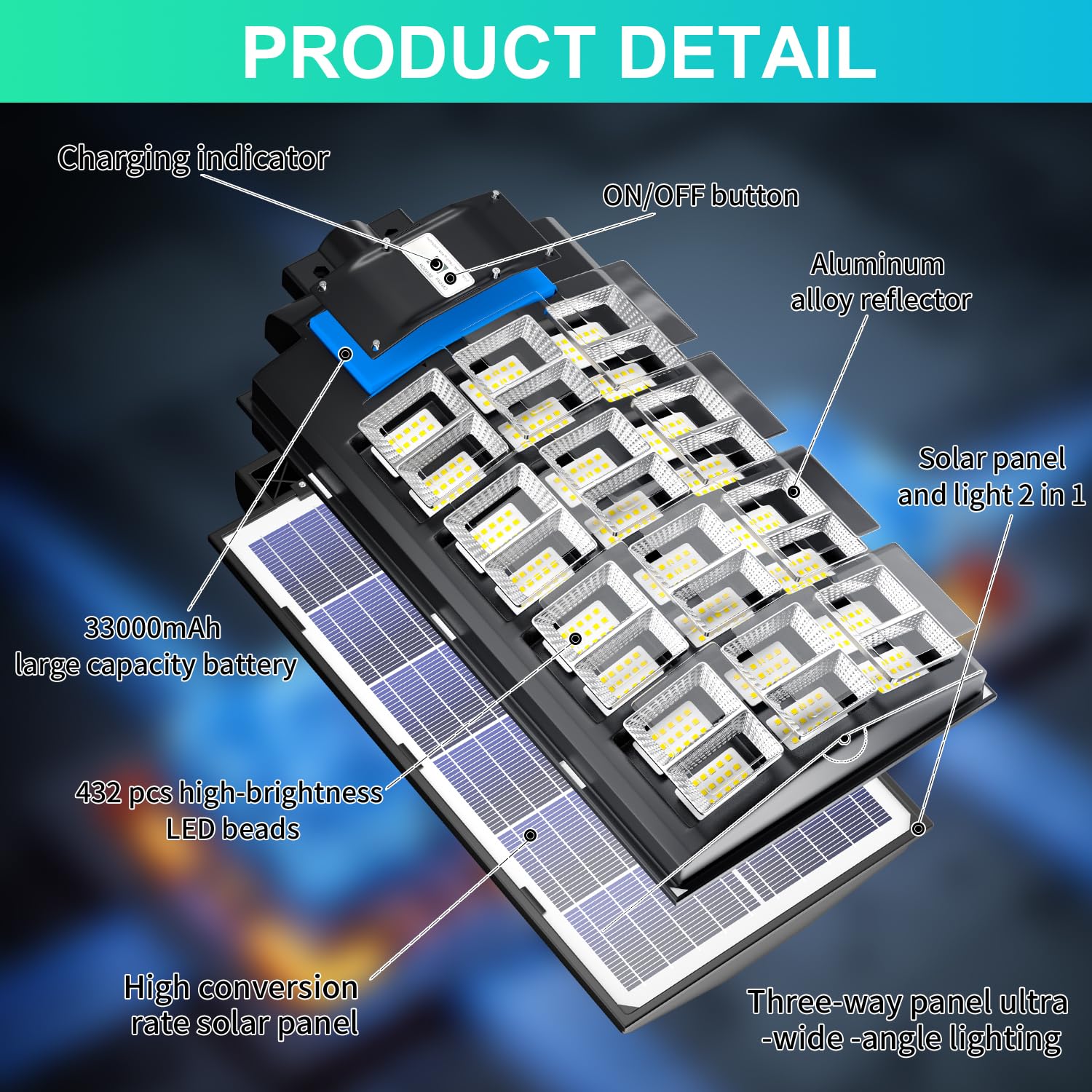 JAYNLT Y-6800W 600000LM Solar Street Lights Outdoor - 6500K Bright Commercial Parking Lot Lights with Motion Sensor & Dusk to Dawn, Waterproof Solar Lamp for Yards, Driveways, Pathways, and Garden Security Lighting