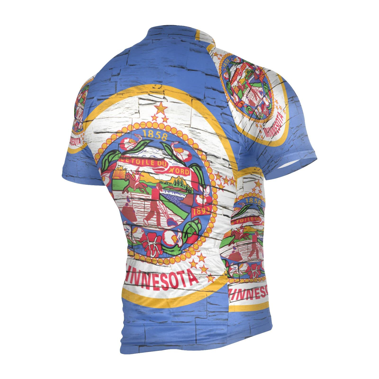 Minnesota State Flag Men's Cycling Jersey - Breathable Short Sleeve Bike Shirt for Road & Mountain Biking - Perfect for Cycling, Commuting & Outdoor Sports
