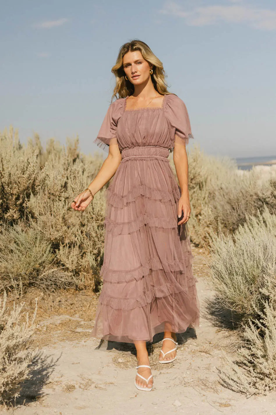 Eugena Ruffled Maxi Dress in Lavender - Flowy Long Summer Dress for Women | Beach Wedding, Vacation, Date Night Outfit