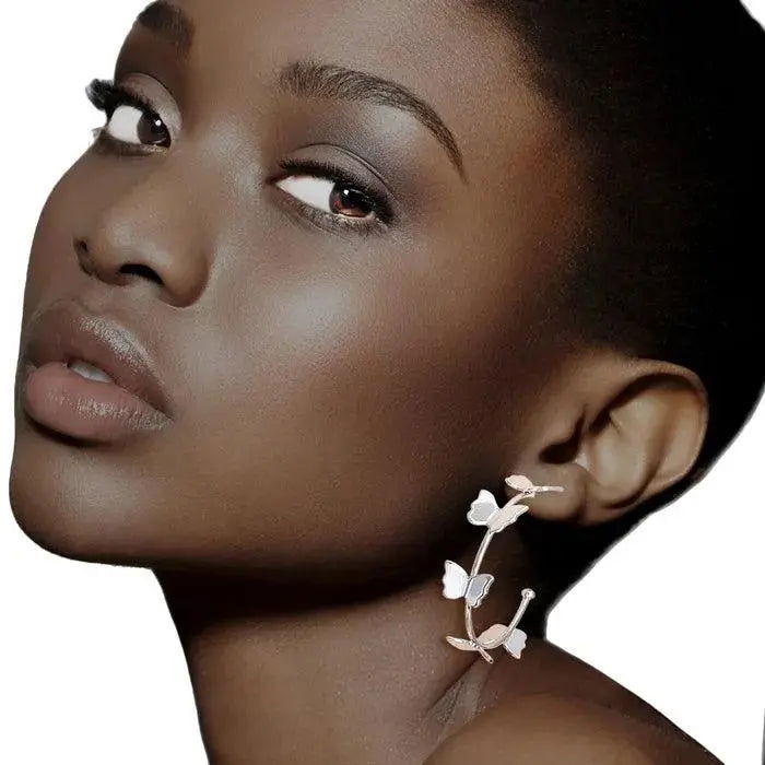 Stylish Silver Butterfly Hoop Earrings for Women - Trendy Dainty Jewelry Gift for Her - Perfect for Everyday Wear, Parties & Special Occasions