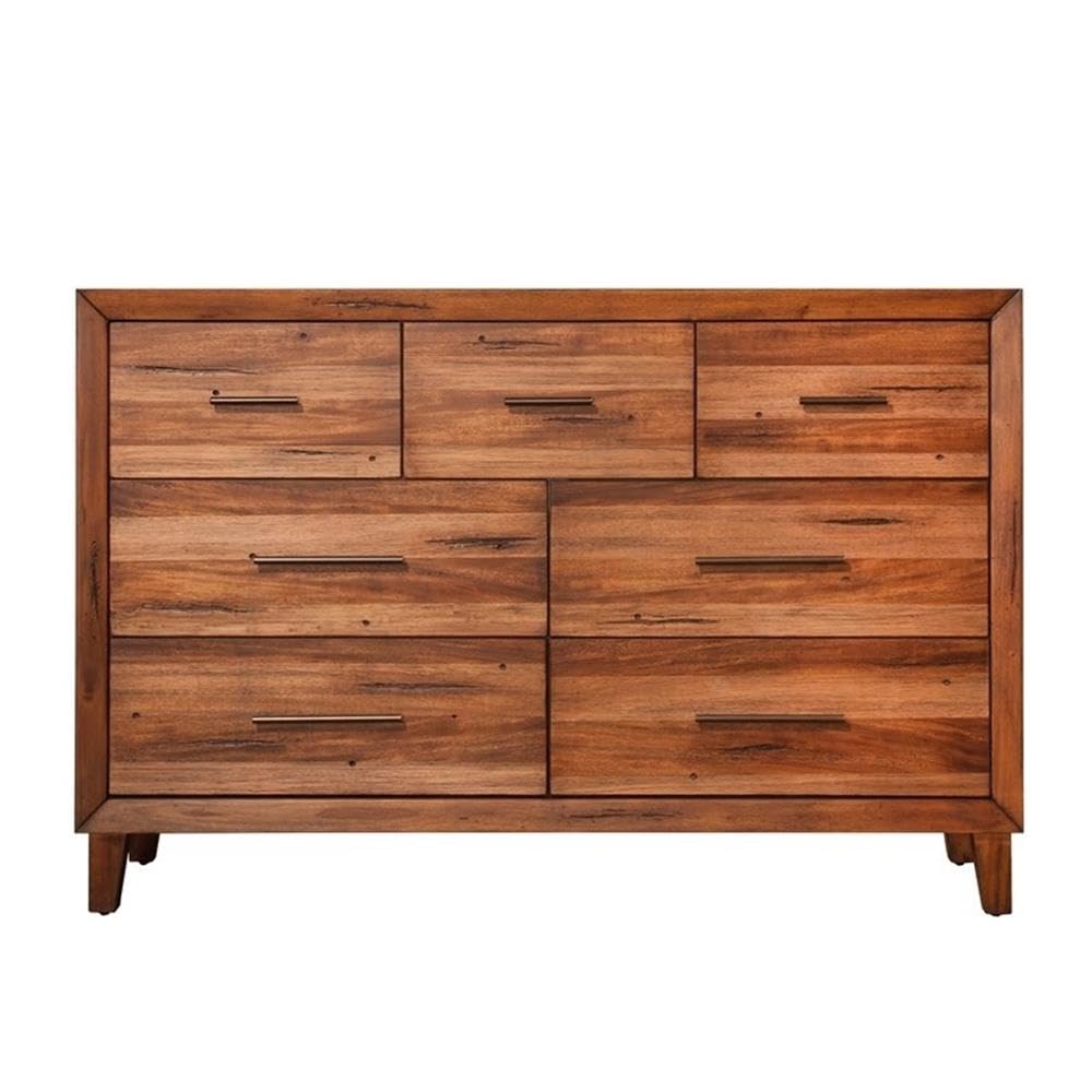 Home Square 2-Piece Bedroom Set - Toffee Brown Nightstand & 7-Drawer Dresser | Perfect for Master Bedroom, Guest Room & Apartment Furniture