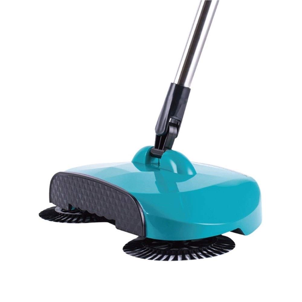 RANRANJJ 360° Rotating Floor Sweeper with Dustpan - Hand Push Broom for Hardwood & Tile Floors - Compact Cleaning Tool for Home, Office & Garage (Red)