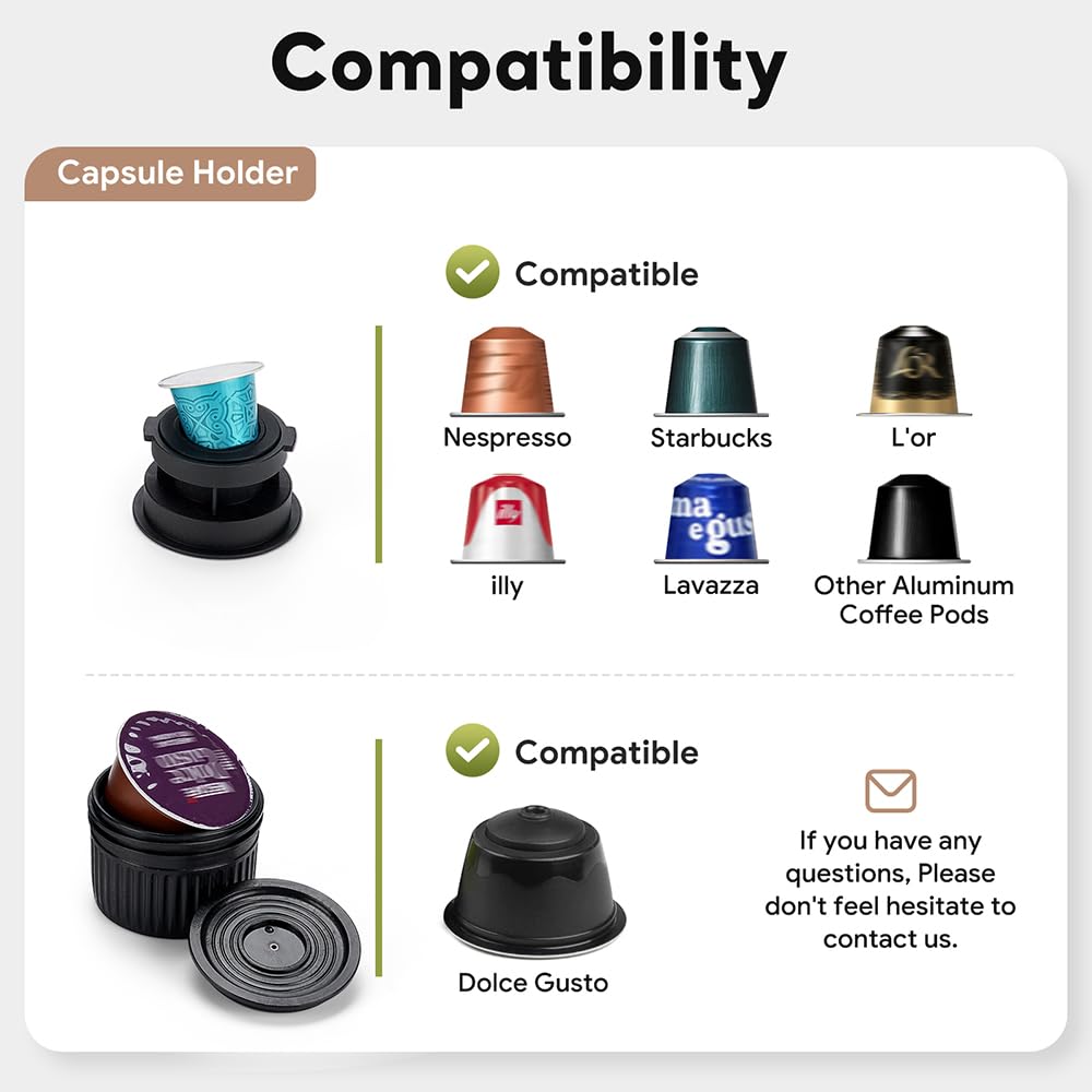 BENFUCHEN 3-in-1 Portable Espresso Machine - Type-C Rechargeable Electric Coffee Maker, 17 Bar Pressure Mini Espresso Machine Compatible with NESPRESSO/DolceGusto Pods & Ground Coffee - Perfect for Travel, Camping & Office Use - White