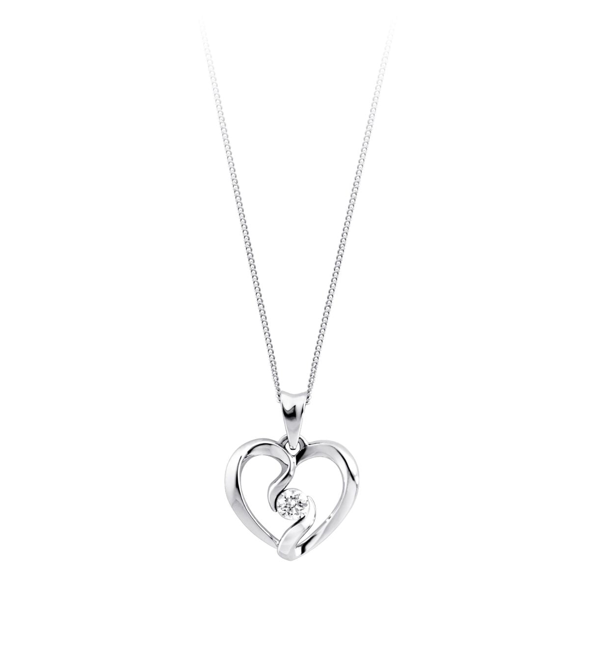 10K White Gold 0.07ctw Diamond Heart Necklace for Women - Elegant & Dainty Jewelry Gift for Valentine's Day, Anniversary or Special Occasions