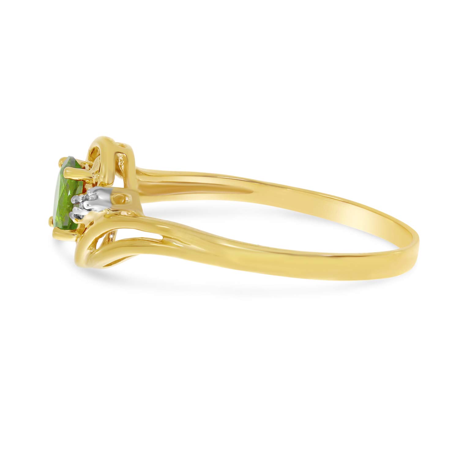 14K Yellow Gold Oval Peridot and Diamond Ring for Women - Elegant Birthstone Jewelry Gift for Anniversary, Engagement or Special Occasions