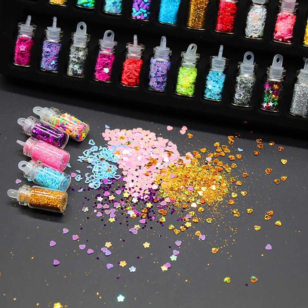 53 Pcs Professional Nail Art Kit with 48 Colors 3D Glitter & 5 Dual-Ended Dotting Tools | Complete Nail Design Set for Manicure, Pedicure & DIY Nail Art | Perfect Gift for Women, Girls & Teens