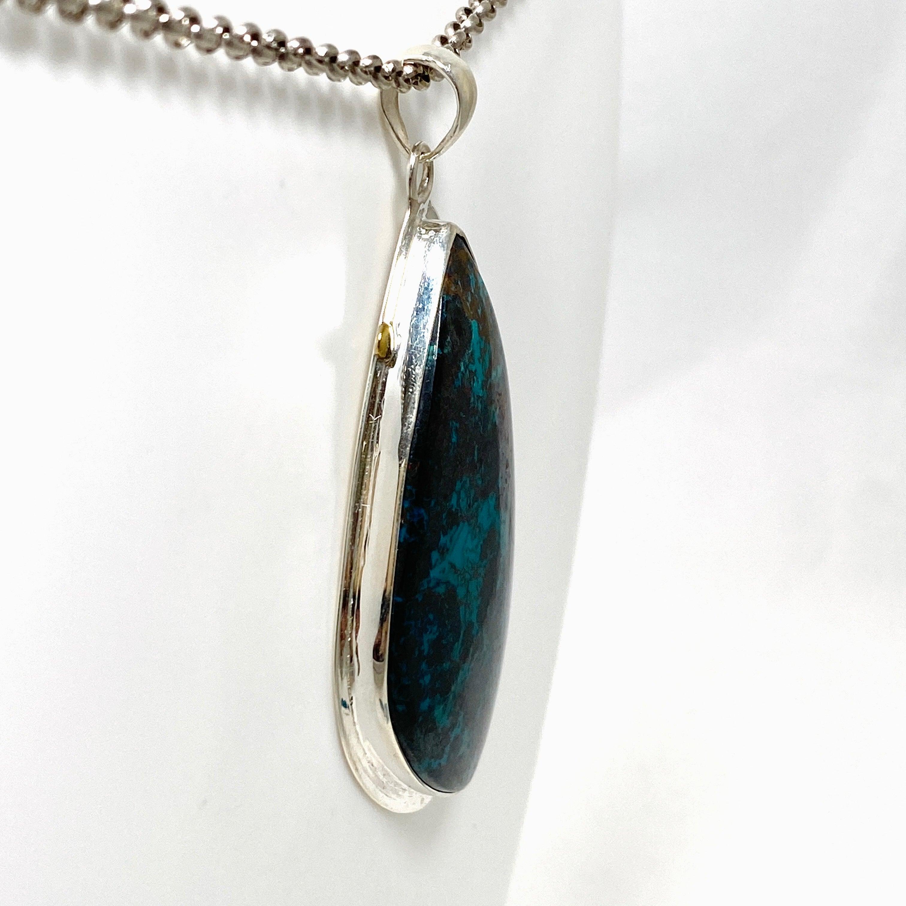 Natural Chrysocolla with Cuprite Freeform Pendant Necklace - Handcrafted Gemstone Jewelry KPGJ4433 | Perfect for Boho Fashion & Spiritual Healing