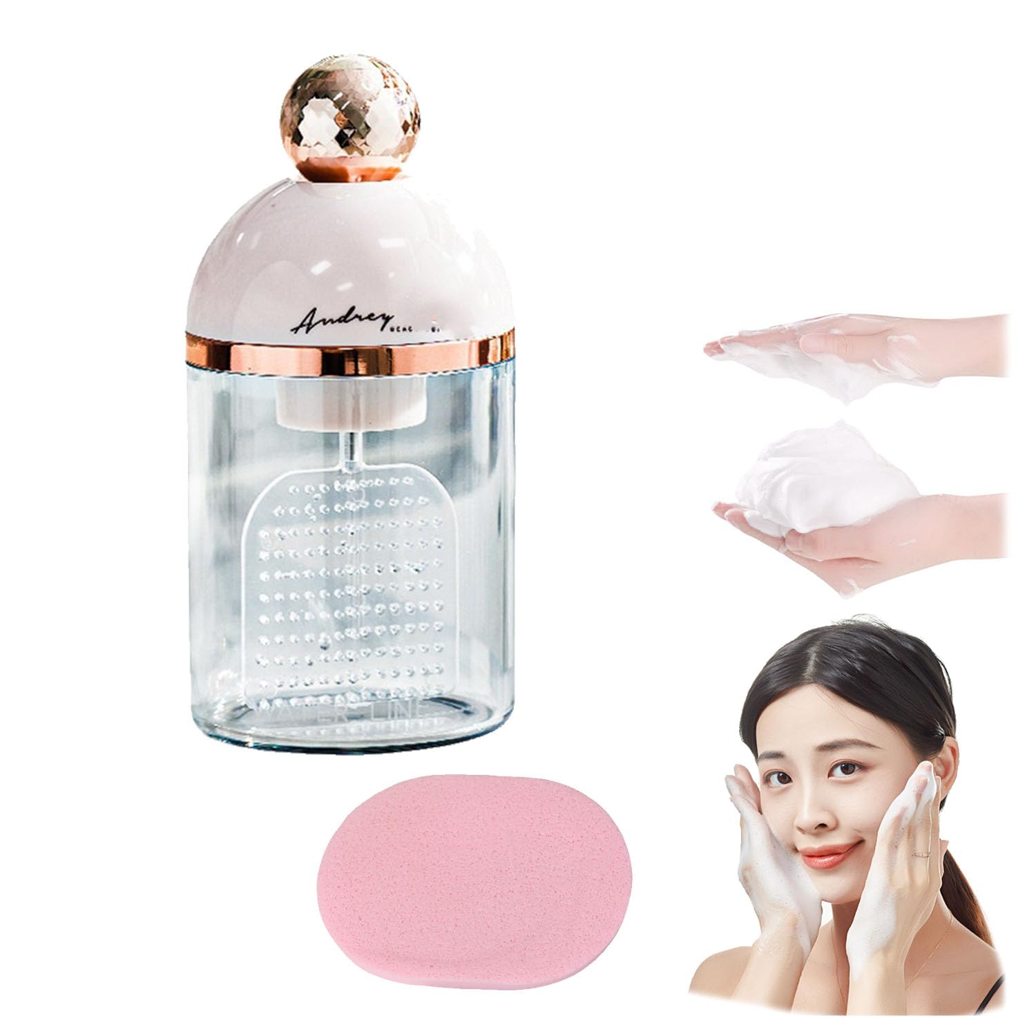 Electric Foam Maker & Rechargeable Soap Dispenser - Rich Bubble Foaming for Face Wash, Skincare Tools | Portable Facial Cleanser for Travel, Home & Spa Use (Pink)