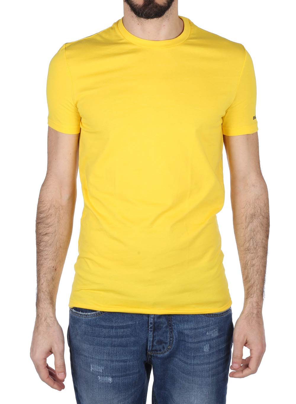 DSQUARED2 Men's Basic Yellow Cotton Crew Neck T-Shirt - Soft Comfortable Undershirt for Casual Wear & Layering