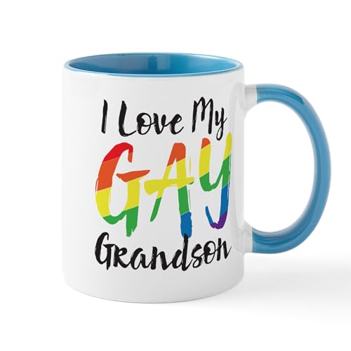 White/Blue Inside - I Love My Gay Grandson Mug