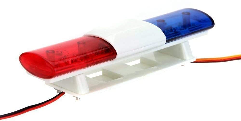 WONFAST RC Car LED Police Light Bar - Blue & Red Flashing Emergency Strobe for 1/10 1/8 Scale RC Models | Compatible with HSP Tamiya CC01 Axial SCX10 | Perfect for Night Racing & Police Simulation Scenes