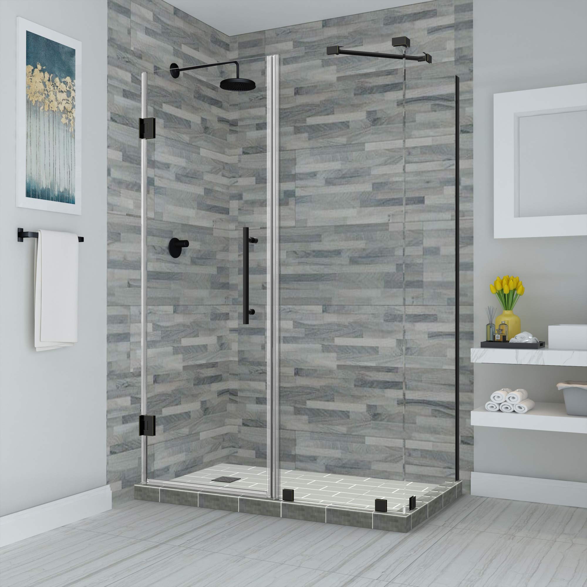 Aston SEN967EZ-ORB-383236-10 Bromley Frameless Hinged Shower Enclosure with StarCast Clear Glass - 37.25